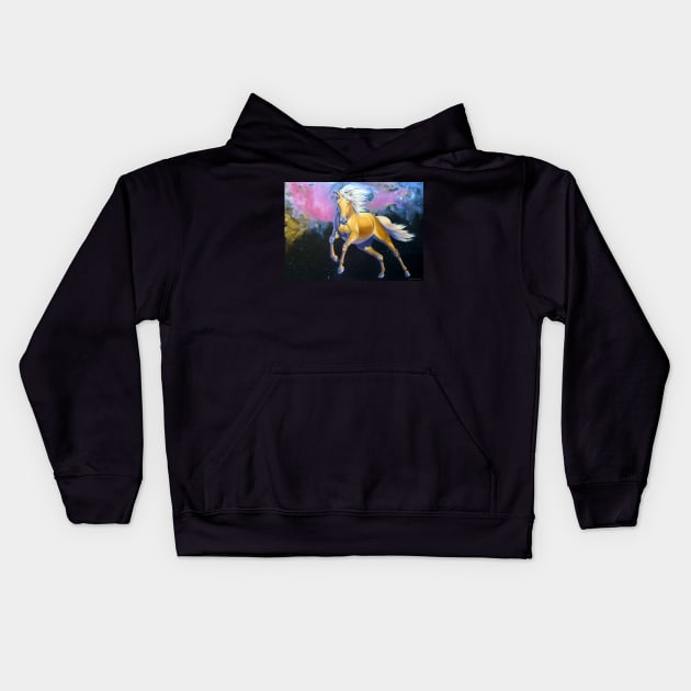 Cosmic Stallion Kids Hoodie by JoFrederiks